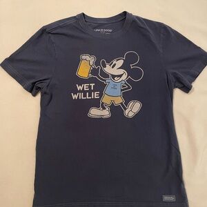 Life Is Good Mens Crusher T-shirt Medium Blue Wet Willie Beer Shirt
